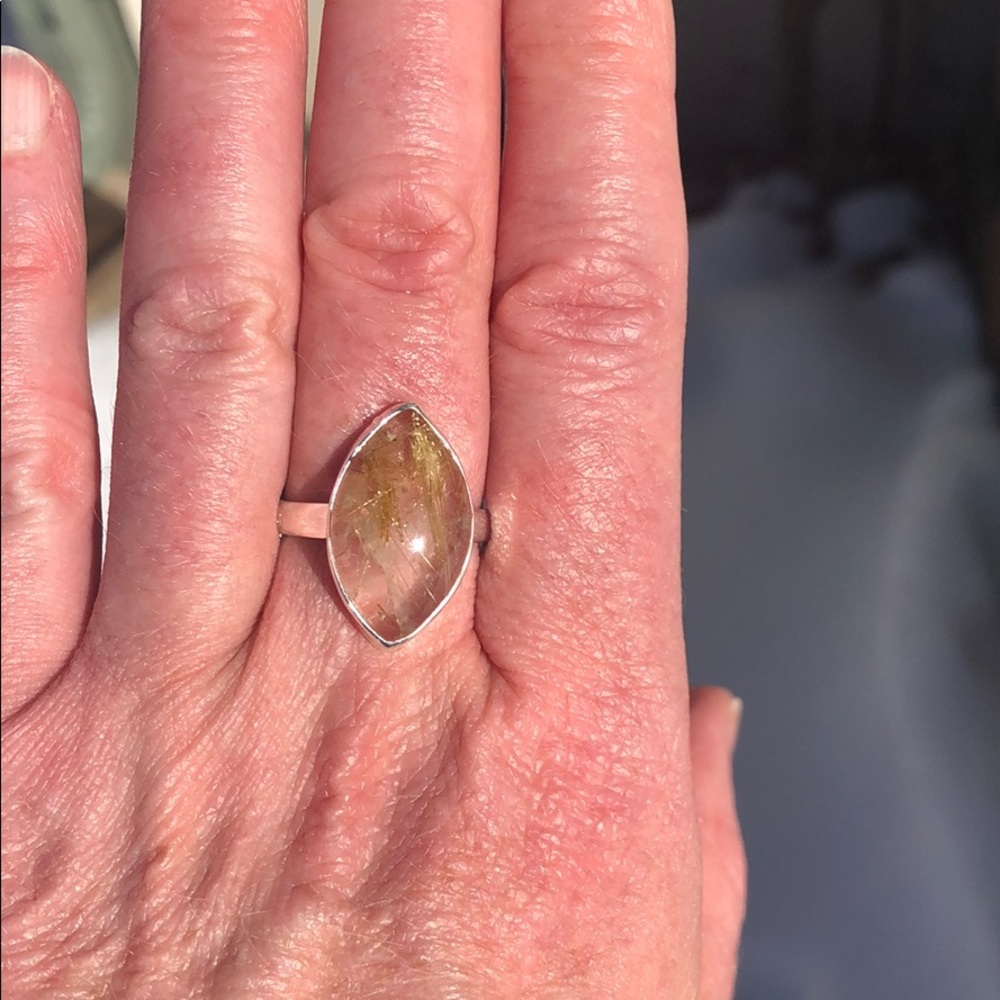 GOLDEN RUTILE 925 STERLING SILVER RING, SIZE 8.5 - Picture 8 of 12